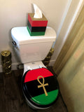 Pan African Gold Ankh Hand Painted Toilet Seat