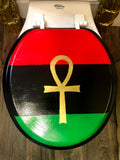 Pan African Gold Ankh Hand Painted Toilet Seat