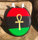 Pan African Gold Ankh Hand Painted Toilet Seat
