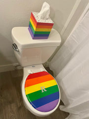 Personalized Rainbow Hand Painted Crystal Bling Initial Toilet Seat Set