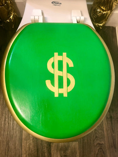 Money Sign Hand Painted Toilet Seat