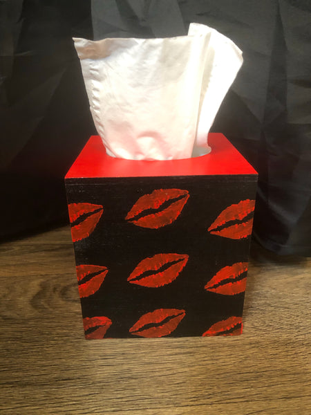 Naughty Red Lips Boho Tissue Box Cover