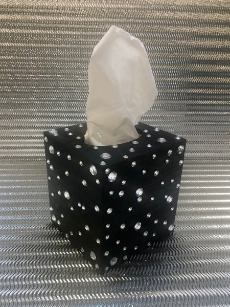 Black & Silver Bling Tissue Box Cover (More Colors)