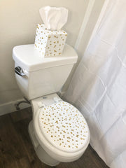 The White and Gold Rhinestones Toilet Seat - So Epic Creations
