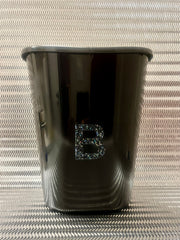 Personalized Iridescent Initial Black Trash Can
