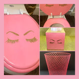 Pink & Gold Glitter Lashes Tissue Box Cover