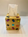 Mosaic Mirrors Gold Tissue Box Cover