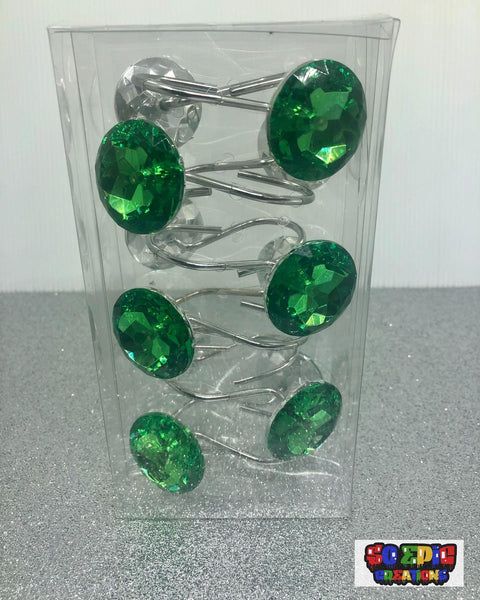 Green Crystal Shower Curtain Hooks