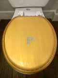 Personalized Bling Initial Gold Hand Painted Toilet Seat (K-O)(More Colors)
