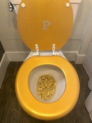 Personalized Crystal Bling Initial Gold Hand Painted Toilet Seat Set (A-E)(More Colors)