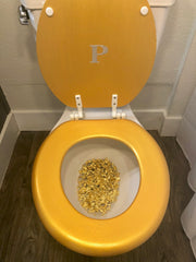 Personalized Crystal Bling Initial Gold Hand Painted Toilet Seat Set (A-E)(More Colors)