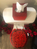 Red Roses Hand Painted Toilet Seat