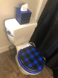 Buffalo Plaid Hand Painted Toilet Seat Set