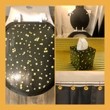 Gold Rhinestones Custom Hand Painted Toilet Seat Set