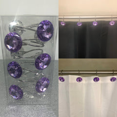 Purple Crystal Acrylic Shower Curtain Hooks - So Epic Creations