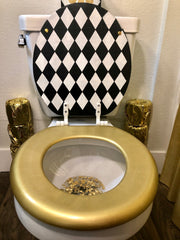 Fleur de Lis Black and White Diamond Toilet Seat - So Epic Creations