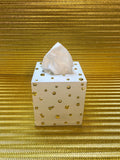 White & Gold Rhinestones Tissue Box Cover