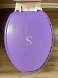 Personalized Bling Initial Purple Hand Painted Toilet Seat (P-T)(More Colors)