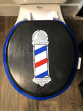 Barbershop Hand Painted Toilet Seat Set