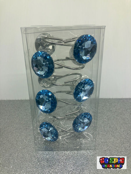 Blue Crystal Shower Curtain Hooks (More Colors)