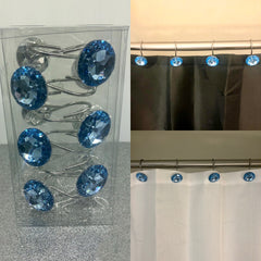 Blue Crystal Acrylic Shower Curtain Hooks (More Colors) - So Epic Creations
