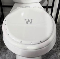 Personalized White & Silver Bling Initial Custom Toilet Seat