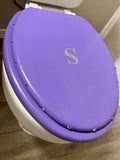 Personalized Bling Initial Purple Hand Painted Toilet Seat (P-T)(More Colors)