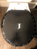 Personalized Crystal Bling Initial Gold Hand Painted Toilet Seat Set (K-O)(More Colors)