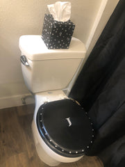 Personalized Crystal Bling Initial Custom Toilet Seat Set (U-Z)(More Colors)