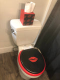Naughty Red Lips Boho Hand Painted Toilet Seat Set