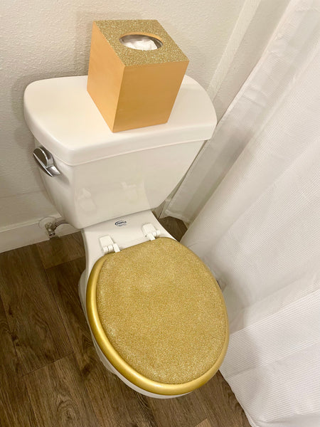 14K Gold & Glitter Hand Painted Toilet Seat