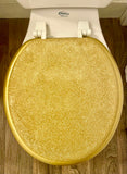 14k Gold & Glitter Custom Hand Painted Toilet Seat
