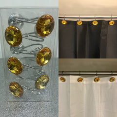 Gold Crystal Acrylic Shower Curtain Hooks - So Epic Creations