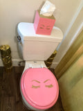 Pink & Gold Glitter Lashes Tissue Box Cover