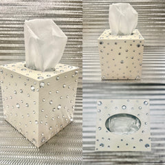 White & Silver Bling Tissue Box Cover