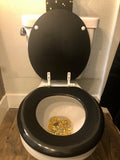 Gold Rhinestones Custom Hand Painted Toilet Seat Set