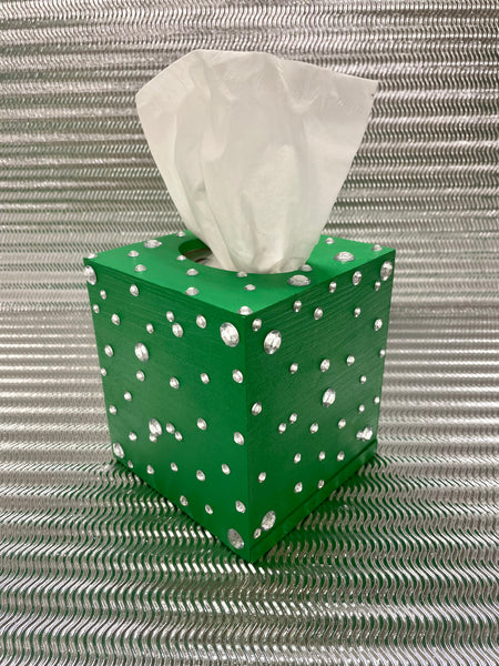 Green & Silver Bling Tissue Box Cover