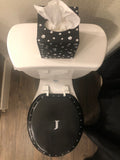 Personalized Crystal Bling Initial Gold Hand Painted Toilet Seat Set (K-O)(More Colors)