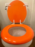 Orange & Silver Bling Hand Painted Toilet Seat Set