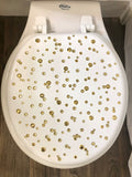White and Gold Rhinestones Custom Hand Painted Toilet Seat