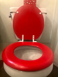Red & Silver Bling Hand Painted Toilet Seat (More Colors)
