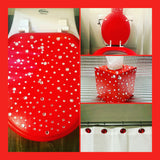 Red & Silver Bling Hand Painted Toilet Seat (More Colors)