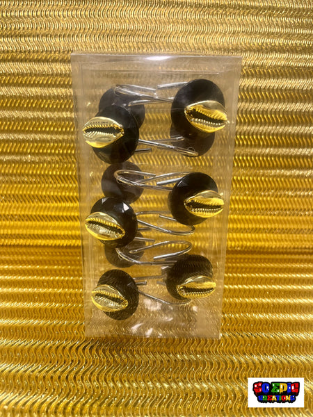 Gold Cowrie Shells Shower Curtain Hooks