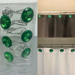 Green Crystal Acrylic Shower Curtain Hooks - So Epic Creations
