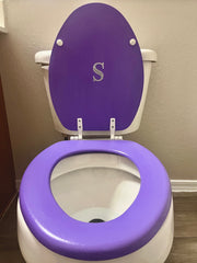 Personalized Bling Initial Purple Hand Painted Toilet Seat (P-T)(More Colors)