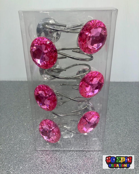 Pink Crystal Shower Curtain Hooks