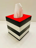 Black, White, and Red Tissue Box Cover