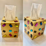 Mosaic Mirrors Gold Tissue Box Cover