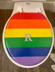 Iced Out Rainbow Custom Initial Toilet Seat - So Epic Creations