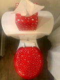 Red & Silver Bling Hand Painted Toilet Seat Set